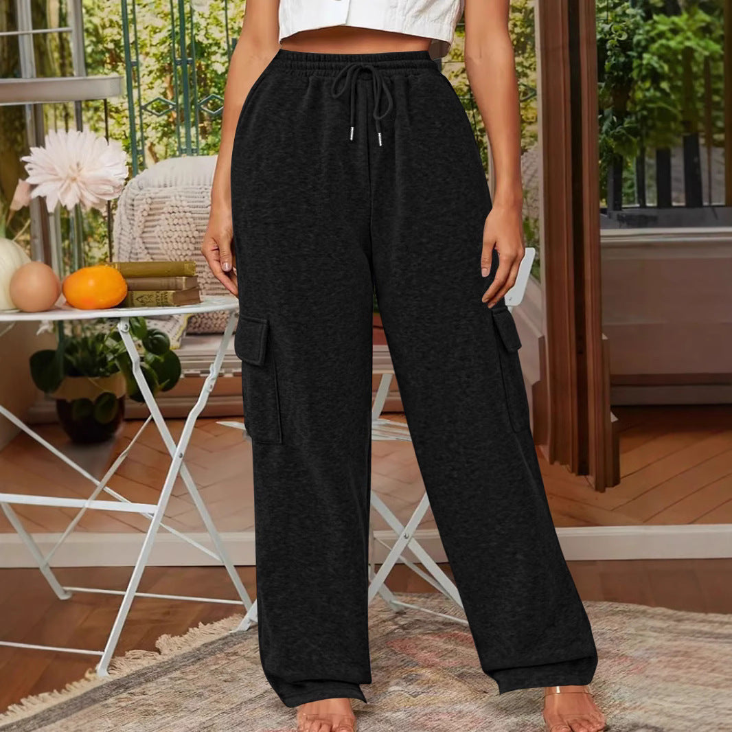 Loose Fashion Pocket Drawstring Women's Sweatpants