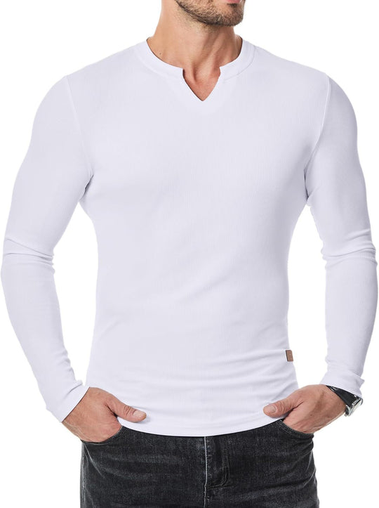 Fall Winter Men T-shirt Solid Color Casual Fashion Men's Long Sleeve
