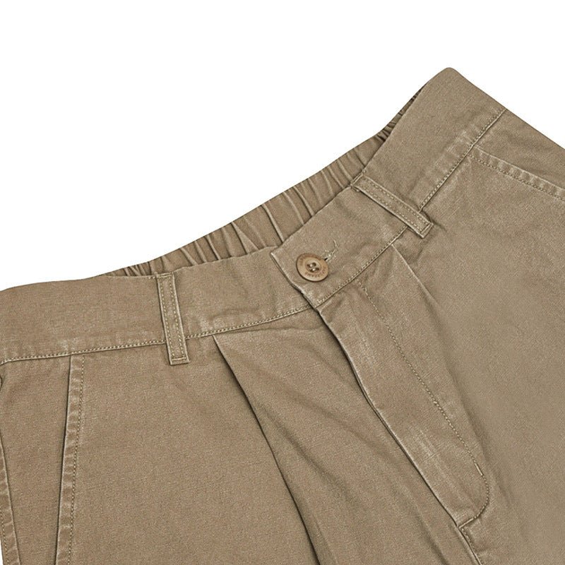 Solid Color Simple Loose Drawstring Pocket Overalls