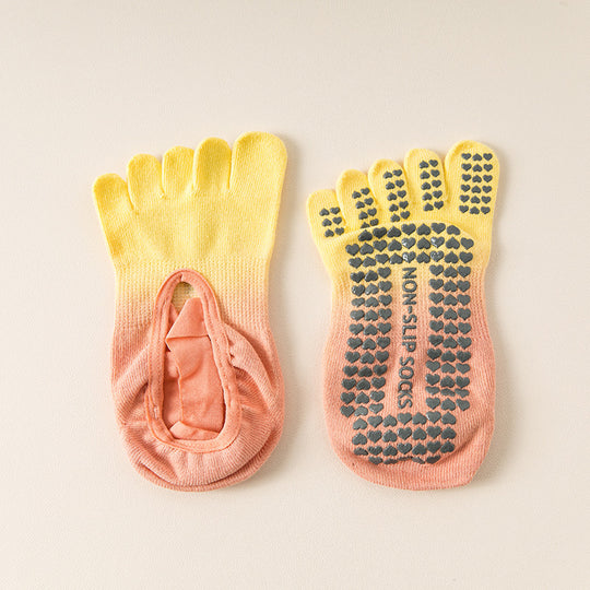 Hanging Dyed Yoga Socks Non-slip Women's Five Fingers