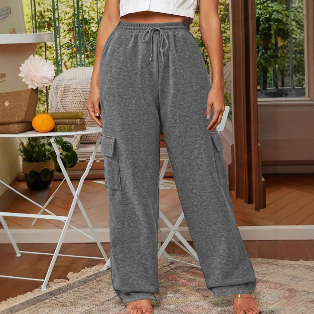 Loose Fashion Pocket Drawstring Women's Sweatpants