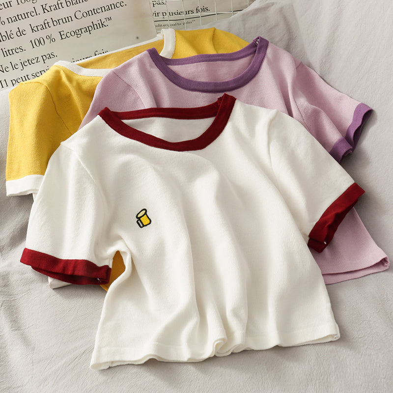 Women's Round Neck Tops Short-sleeved T-shirts