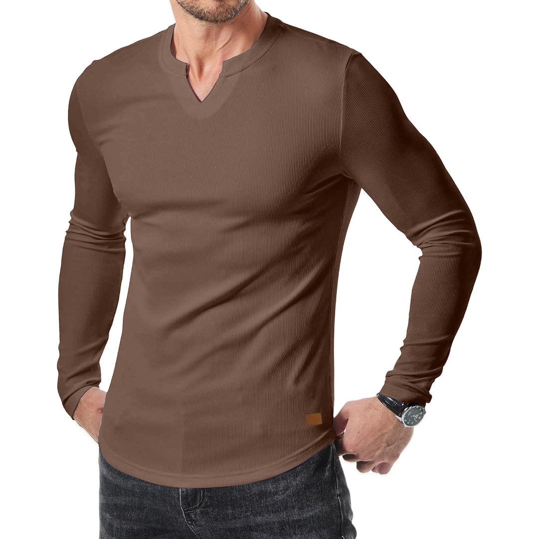 Fall Winter Men T-shirt Solid Color Casual Fashion Men's Long Sleeve