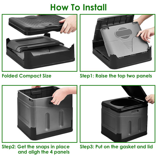 1Pc Portable Toilet For Car Camping Boating Hiking Outdoor Travel Potty With Carry Bag Foldable Emergency Toilet With Lid Trash Bags