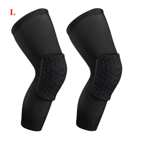 2 PC Compression Knee Pads Long Leg Sleeves Brace Knee Support Protection For Basketball, Football, Volleyball, Running, Cycling