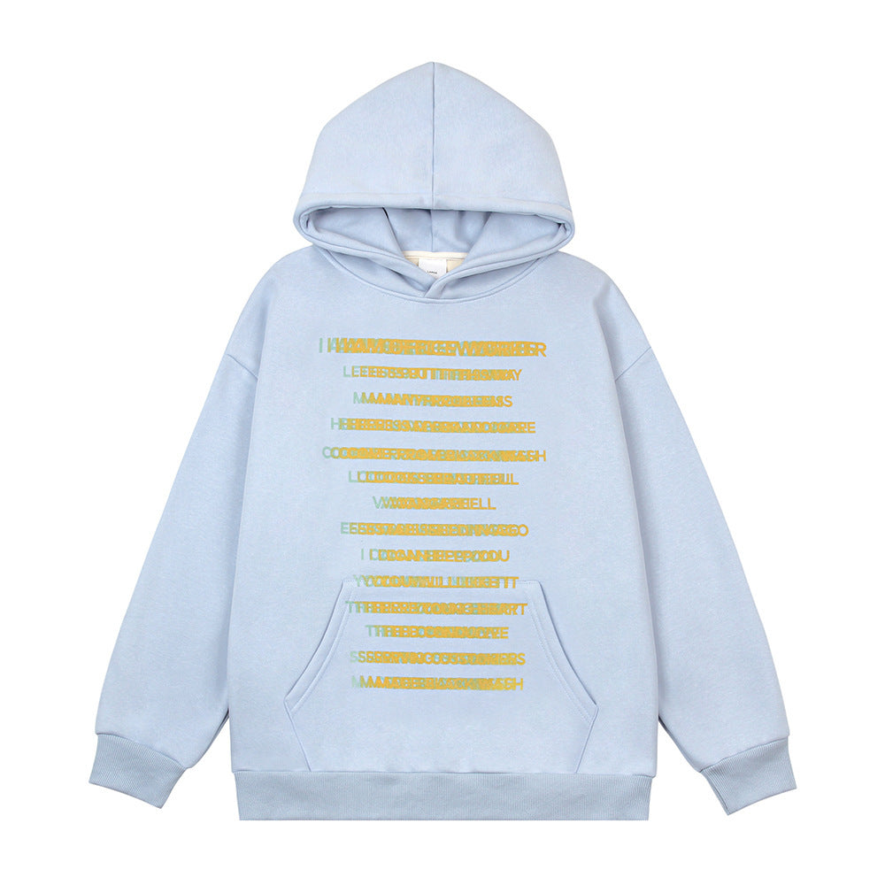 High Street Fashion Brand Men's Clothing Fleece-lined Loose Leisure Pullover Sweatshirt