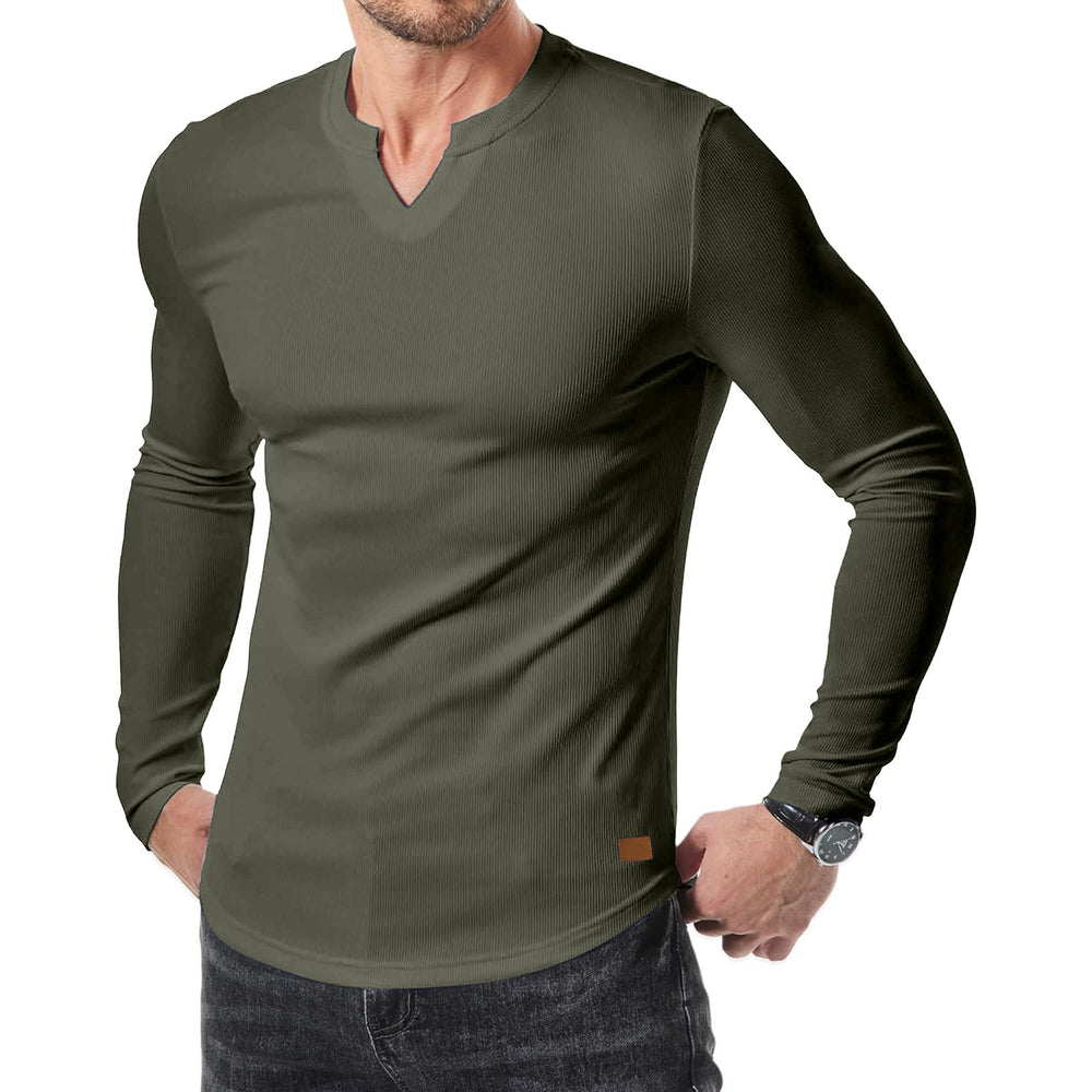 Fall Winter Men T-shirt Solid Color Casual Fashion Men's Long Sleeve