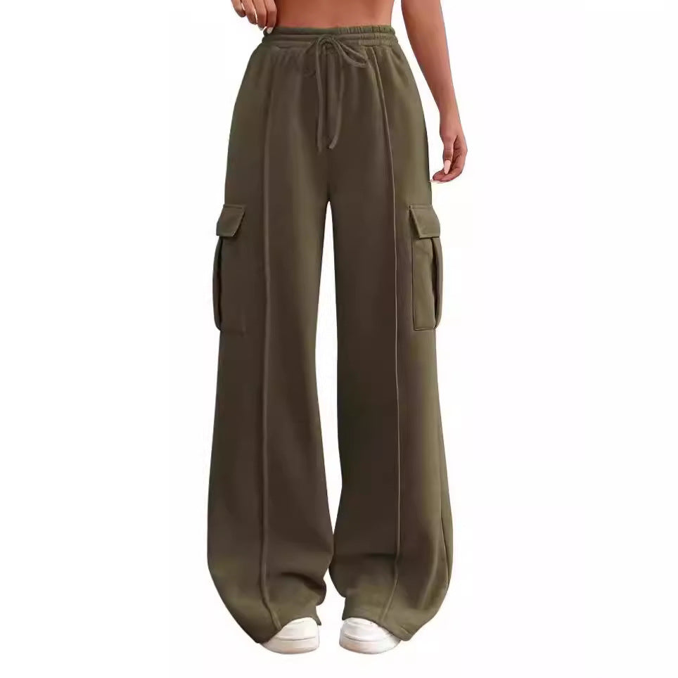 Women's Drawstring Elastic Waist Tooling Sweatpants Drawstring