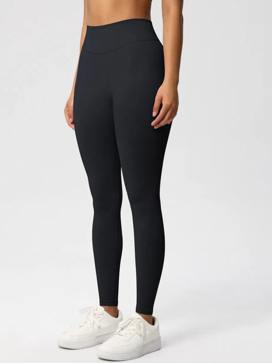 Sexy High Elastic Women's Solid Tights High Waist Workout Yoga Leggings, Scrunch Butt Lifting Elastic Pants, Tummy Control Butt Lifting Workout Yoga Athletic Pants